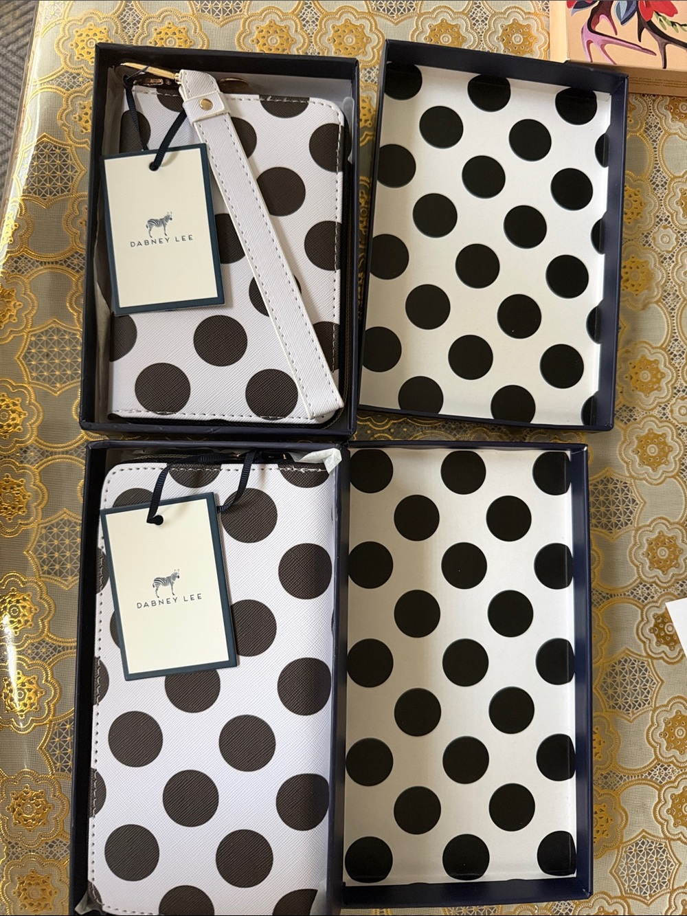 Dabney Lee White and Black Polka Dot Wristlet Wallet